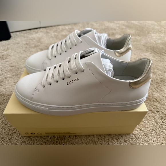 Axel Arigato White/Gold Leather Sneakers - Picture 2 of 8